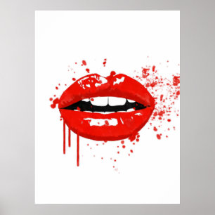 Red lips Mode Glamour Moderne Illustration Poster