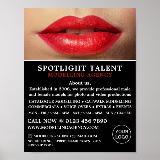Red Lips, Modellierungsagentur, Model Agent Advert Poster (Vorne)