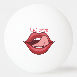 Red Lips Open Mouth Thunder_Cove Tischtennisball