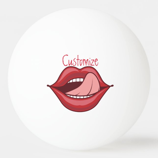 Red Lips Open Mouth Thunder_Cove Tischtennisball (Vorderseite)