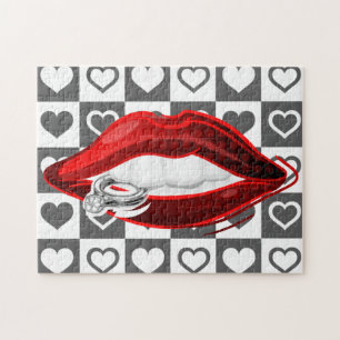 Red Lips Puzzle Ring - Herzen