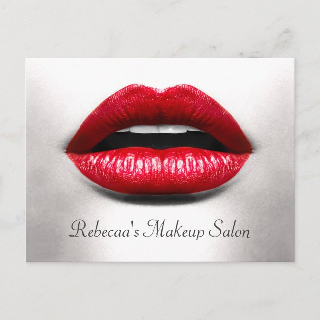 Red Lips Retro Beauty Stilvoll Makeup Salon Postkarte (Vorderseite)