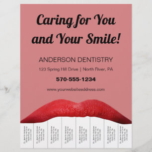 Red Lips White Teeth Dentist Office zerreißt Strip Flyer