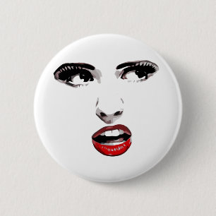 Red Lipstick Dark Mit Augen Frauenschminke Schönhe Button