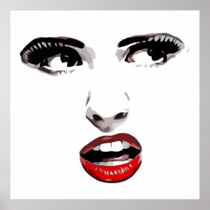 Red Lipstick Dark Mit Augen Frauenschminke Schönhe Poster