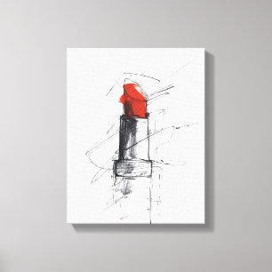Red Lipstick Illustration - Minimalistisches Makeu Leinwanddruck
