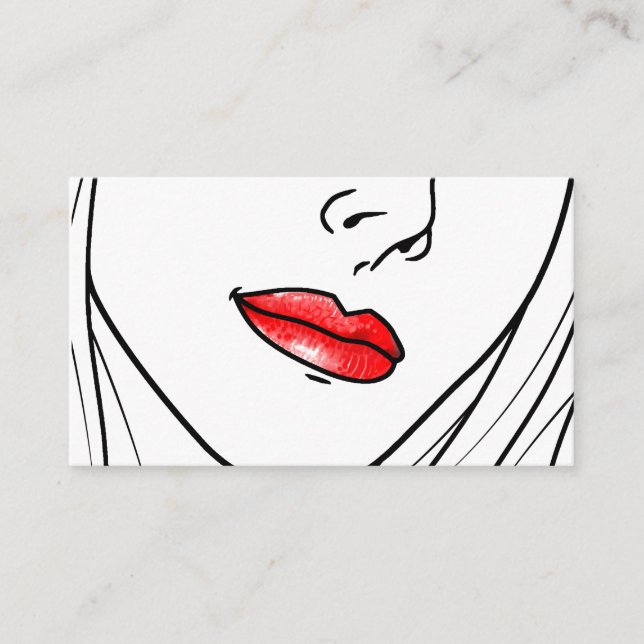 Red Lipstick Illustration Visitenkarte (Vorderseite)