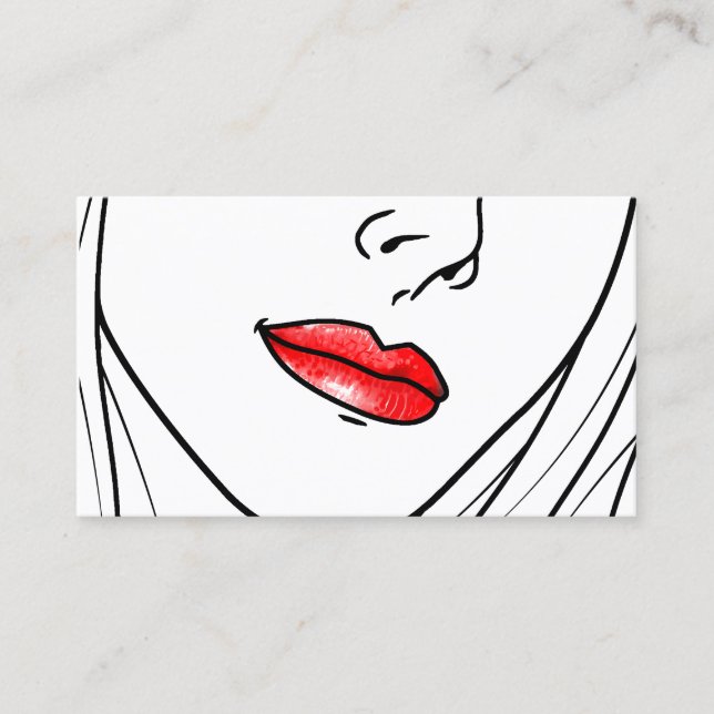 Red Lipstick Illustration Visitenkarte (Vorderseite)