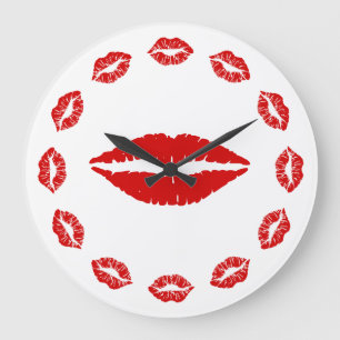 Red Lipstick Kiss Clock Große Wanduhr