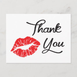 Red Lipstick Kiss Danke Postcard Postkarte