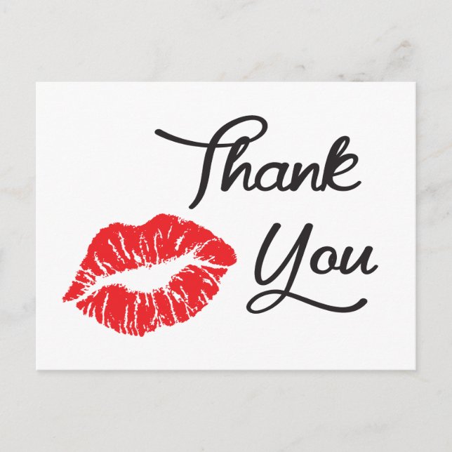 Red Lipstick Kiss Danke Postcard Postkarte (Vorderseite)