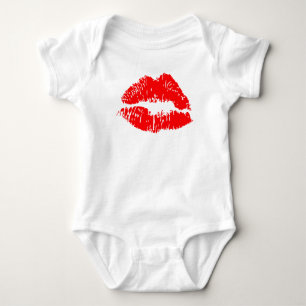 Red Lipstick Kiss Mark Baby Strampler