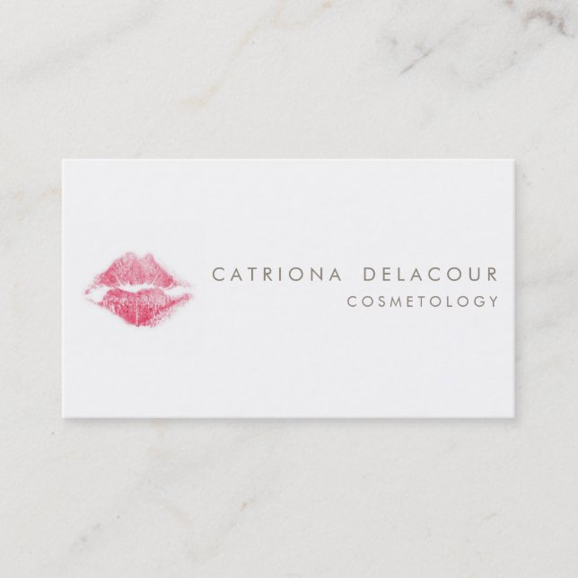 Red Lipstick Kiss Mark Cosmetology Business Card Visitenkarte (Vorderseite)