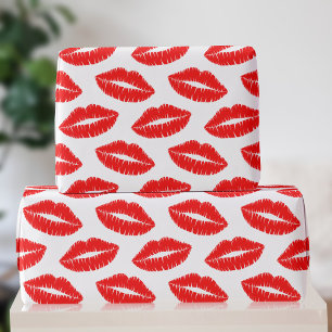 Red Lipstick Kiss Muster Valentine Wrapping Paper Geschenkpapier