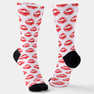 Red Lipstick Kiss Pattern Socken