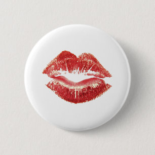 Red Lipstick Kiss Romantic St Valentinstag Gift Button