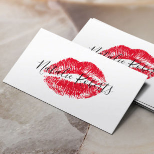 Red Lipstick Kiss Signature Beauty Salon Visitenkarte