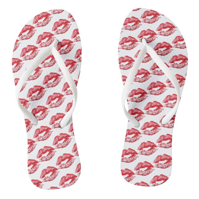 Red Lipstick Kisses Flip Flops (Fußbett)