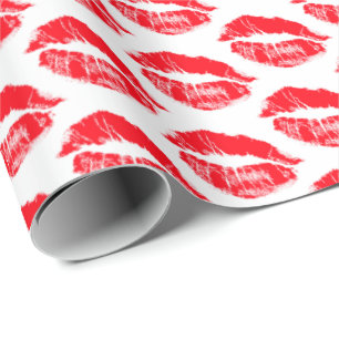 Red Lipstick Kisses Geschenkpapier