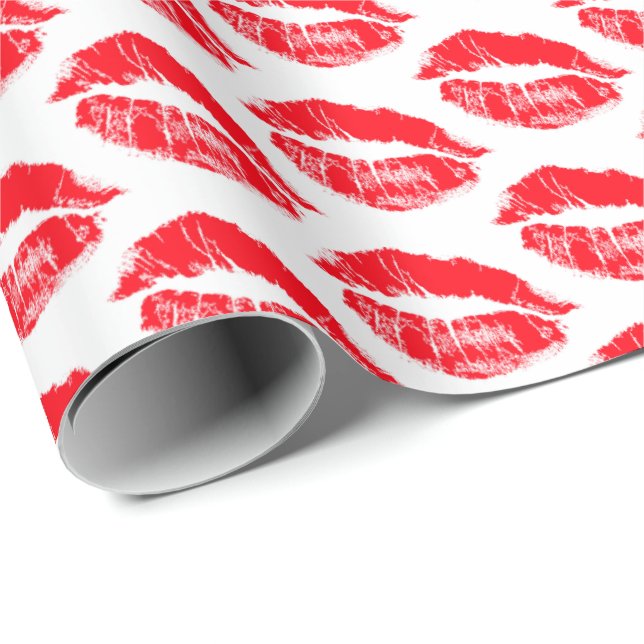 Red Lipstick Kisses Geschenkpapier (Rolleneckpunkt)