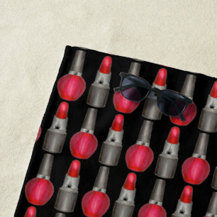 Red Lipstick Nail Polnisch Makeup Kosmetik Schönhe Strandtuch