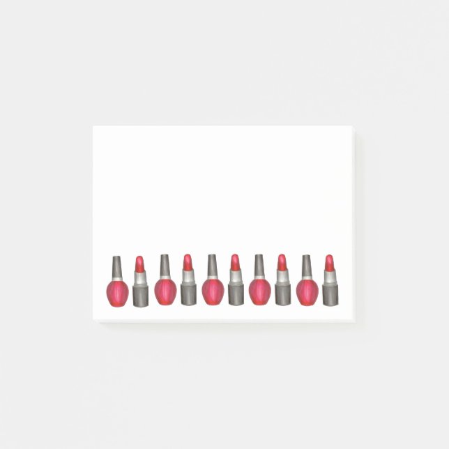 Red Lipstick Nail Polnisch Makeuty Beauty Post sei Post-it Klebezettel (Vorderseite)