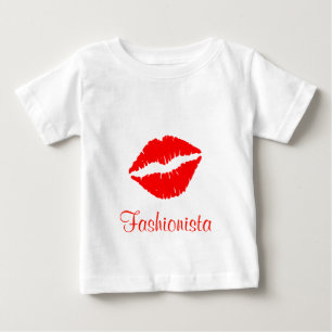 Red Lipstick Print Fashionisti Baby T-shirt