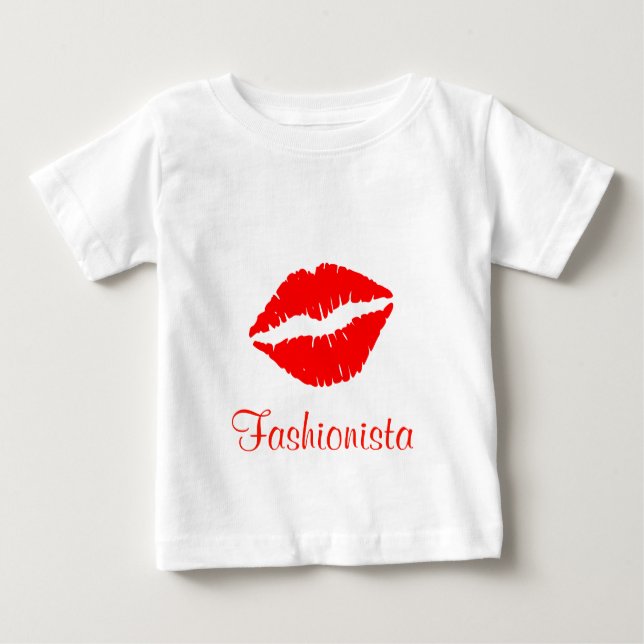 Red Lipstick Print Fashionisti Baby T-shirt (Vorderseite)