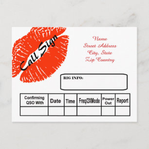 Red Lipstick Print Ham Radio QSL Karte