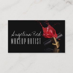 Red Lipstick Splash Makeup Artist Beauty Salon Visitenkarte