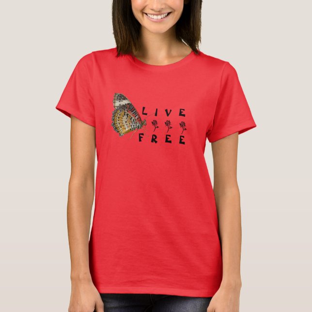 Red Live Free Butterfly Women's T - Shirt (Vorderseite)