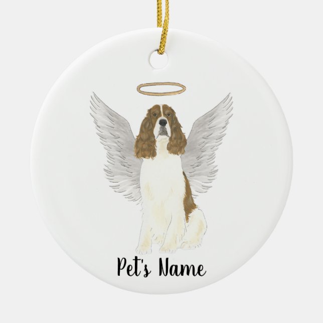 Red Liver White English Springer Spanier Beileid Keramik Ornament (Vorne)