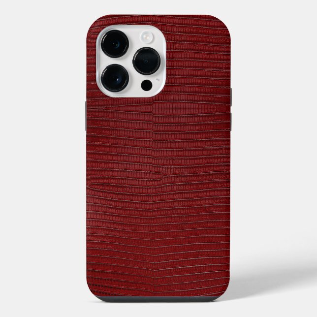 Red Lizard Leather Print iPhone Hülle (Rückseite)