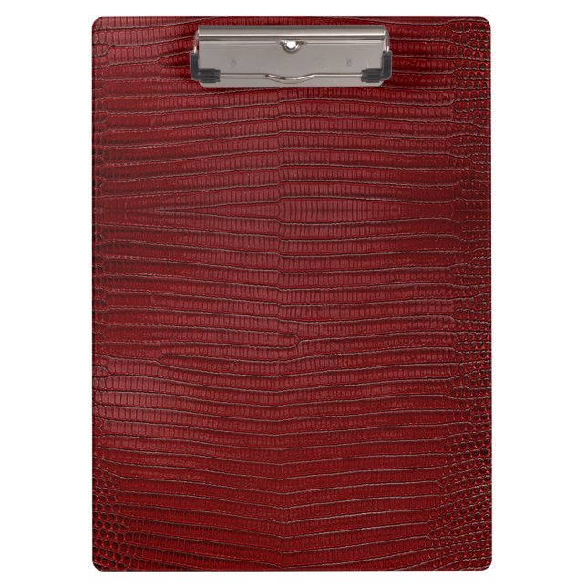Red Lizard Leather Print Klemmbrett (Vorderseite)