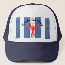 Red Lobster auf Blau-Weiß-Denim-Streifen