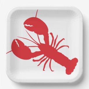 Red Lobster Bake Coastal Beach Ocean Moderner Spaß Pappteller