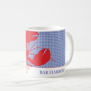 Red Lobster Blue Gingham Coastal Town NAME Summer Kaffeetasse