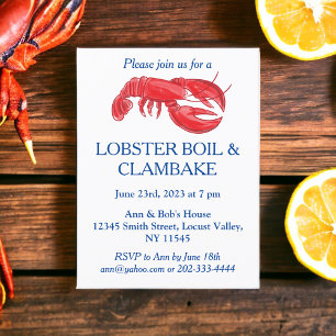 Red Lobster Kochen Clambake-Party Einladungspostkarte