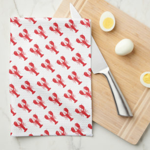 Red Lobster Pattern Küstenstrand Spaß am Meer Geschirrtuch