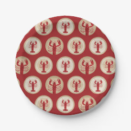 Red Lobster Pattern - Meeresfrüchte im Atlantik Pappteller