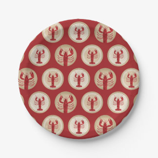 Red Lobster Pattern - Meeresfrüchte im Atlantik Pappteller