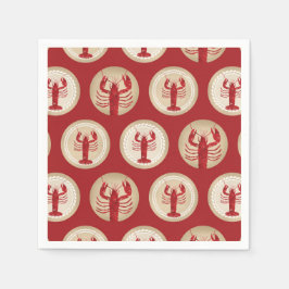 Red Lobster Pattern - Meeresfrüchte im Atlantik Serviette