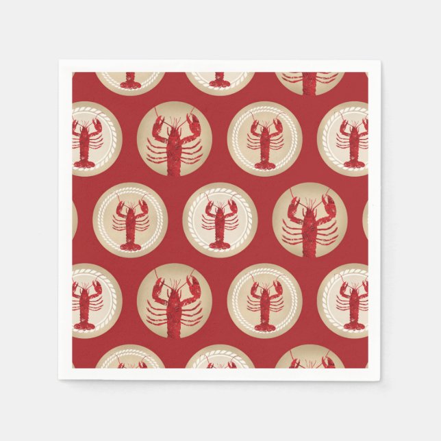 Red Lobster Pattern - Meeresfrüchte im Atlantik Serviette (Vorderseite)