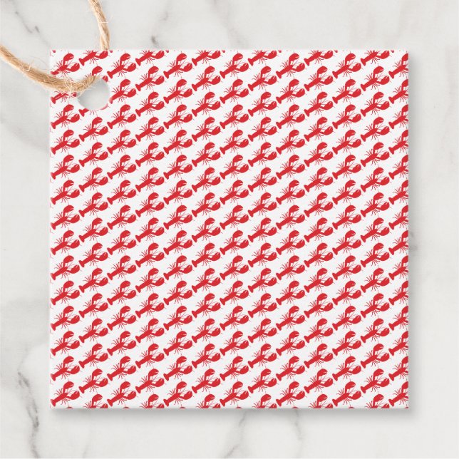 Red Lobster Pattern Preppy Coastal Geschenk Wrap S Geschenkanhänger (Vorderseite)