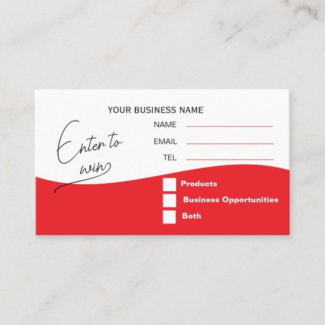 Red Logo Raffle Enter to Win Ticket (Vorderseite)