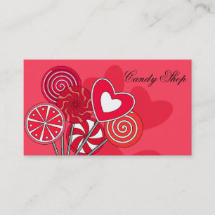 Red Lollipop Candy Shop Bakery Business Card Visitenkarte