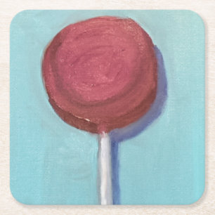 Red Lollipop Rechteckiger Pappuntersetzer
