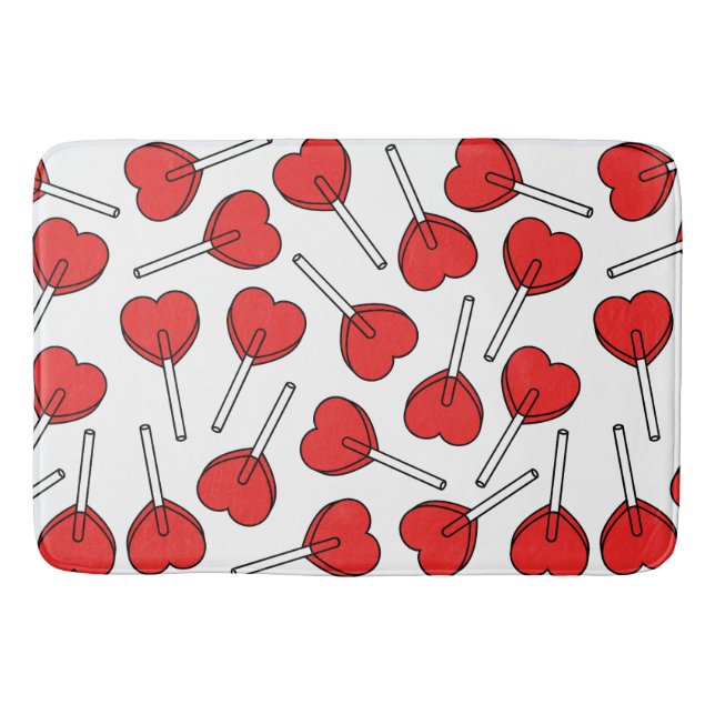 Red Lollipops, Heart Lollipops, Lollipop Pattern Badematte (Vorderseite)