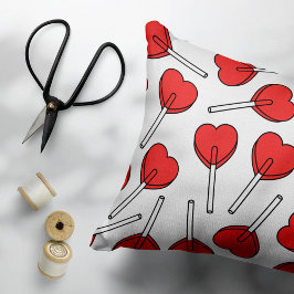 Red Lollipops, Heart Lollipops, Lollipop Pattern Dekokissen