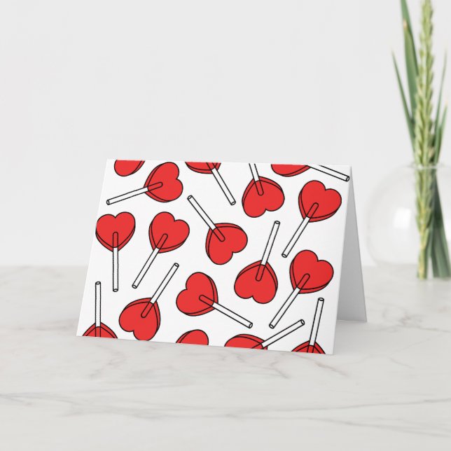 Red Lollipops, Heart Lollipops, Lollipop Pattern Karte (Vorderseite)